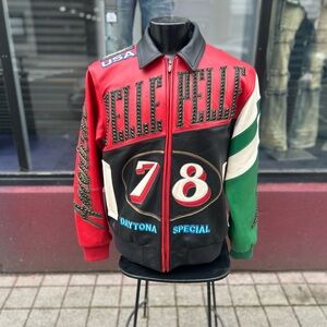 Pelle Pelle Men's Red, Black, and Green Leather Jacket